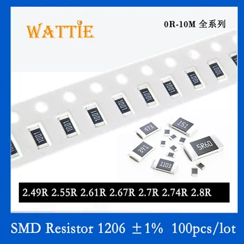 SMD Rezistora 1206 1% 2.49 R 2.55 R 2.61 R 2.67 R 2.7 R vo v ‰ ke 2,74 R 2.8 R 100KS/veľa čip odpory 1/4W 3,2 mm*1,6 mm