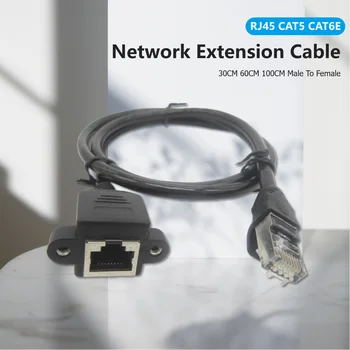 30/60/100 CM RJ45 Sieťový Kábel Mužov a Žien Skrutku Panel Mount Ethernet LAN Sieťový Predlžovací Kábel Rj45 Pre CAT5/6