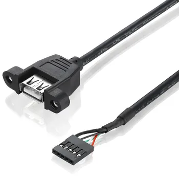 V roku 2019 Hot Konektor 2.54 mm 5pins samica na USB 2.0 samica predlžovací kábel panel namontujte skrutku ušných otvorov 30 cm kábel Ozvučnice line