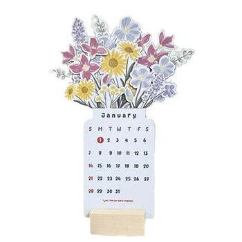 2024 Stolový Kalendár S Base 4 X 8 cm Kvet Malý Stolový Kalendár, Ako je Uvedené 2024 Stolový Kalendár, Plánovač, písací Stôl Plánovač