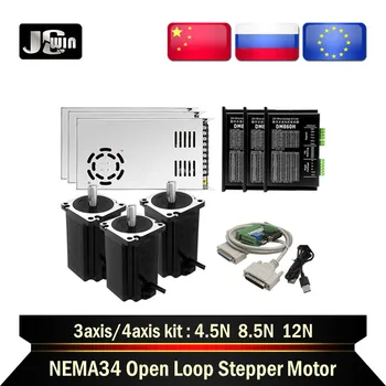 CNC Nema 34 otvorenou Slučkou, Stepper Motor 4.5 N 8.5 N 12N S Vodičom DM860H & Napájanie+DB25 Paralelný kábel MACH3 Rozhranie Rada