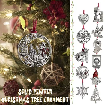 Pevné Cín Vianočný Strom Ornament,Kovové Obojstrannej Tlače Dovolenku Dekorácie Jedinečný Darček Na Vianoce Slávnostná Výzdoba