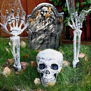 Halloween Lebky Strane Ramena Dvore Podiel Skeletu pre Hlavu Figúrka Záhrada D