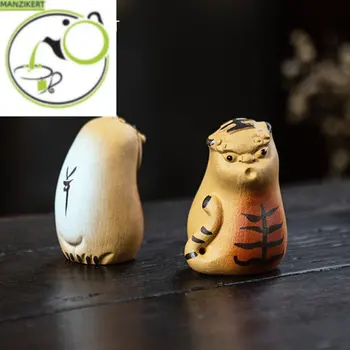 Kreatívne Zodiac Tiger Socha Ozdoby Čínsky Yixing Ručné Socha Fialová Hliny Čaj Pet Ploche Remesiel Čaj Nastaviť Dekorácie