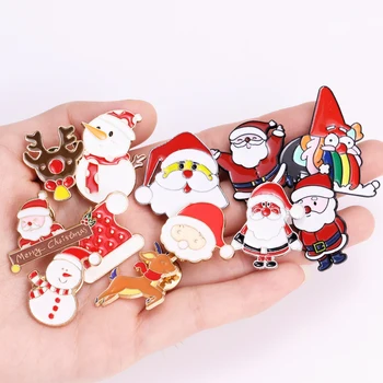 3ks Tvorivé Cartoon Vianočné Brošne Kolíky Cute Santa Claus Stromček, Snehuliak Klobúk Smalt Pin Odznaky Brošňa Xmas Party Šperky Darček