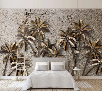 Vlastné 3d fotografie tapety moderný minimalistický mramorované zlatého kokosového Európskej обои pozadí nástennú maľbu обои для стен в рулонах
