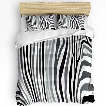 Zebra Čierne A Biele Pruhy 3ks posteľná bielizeň Nastaviť Pre Spálne Manželskou Posteľou bytový Textil Perinu Deka Kryt obliečka na Vankúš