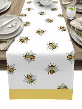 Bee Hmyzu Žltá Stôl Runner Domácej Strany Dekoratívne Obrus Bavlna Bielizeň, Stolové Prestieranie pre Svadbu