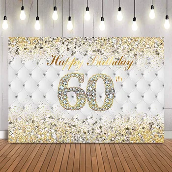 60. Gold Glitter Narodeniny Pozadie Diamanty Happy Birthday Party Dekorácie Čelo šesťdesiat narodeniny foto pozadie štúdio
