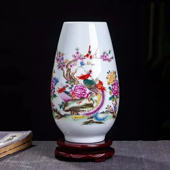 2 Fotky Set S Vankúš Jingdezhen Keramické Vázy Vintage Tradičné Čínske Vázy Domova Zvierat Vázy