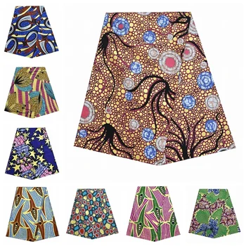 Nové Výtlačky 100 Bavlna Materiál Afriky Zlaté Vosk Textílie Ankara Pagne Batik Loincloth Škvrna Veci Ghana 6yards Móda Pre Šiť