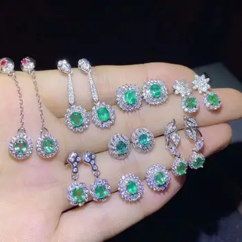 vybrať to:móda prírodný zelený smaragd drahokam šperky pre ženy náušnice strieborné šperky skutočný prírodný klenot 925 silver dievča, darček