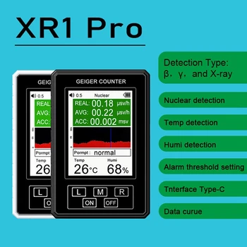 Nové XR1-Pro Jadrového Žiarenia Detektor geigerovy X Γ Β Ray Rádioaktívnych Tester Thermohygrometer EMF Meter