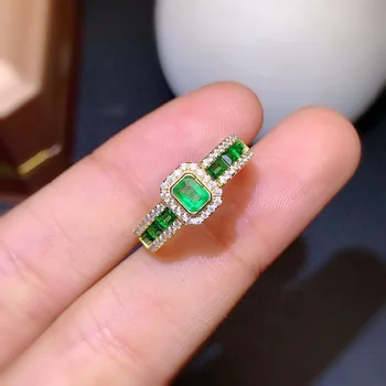 Hrubé Zlaté Á Luxusné Shinning Vytvorili-Emerald Námestie Krúžok pre Ženy Klenot Kameň Doprava Zadarmo