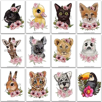 5D DIY Diamond Maľovanie kvet zvierat Lev, Tiger, Mačka Koala Plný Štvorcové a Okrúhle Diamond mozaiky výšivky Cross stitch domova