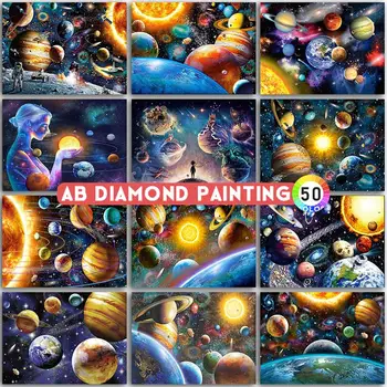 AB Diamond Maľovanie na Planéte Zem Slnko Vesmíru Domova Plné Námestie Kolo Diamond Výšivky Cross Stitch Diamond Mozaiky Farba