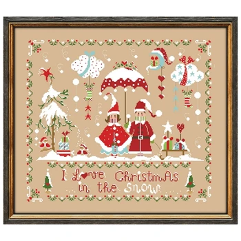 Milujem Vianoce cross stitch auta cartoon dezén 18ct 14ct 11ct bielizeň flaxen plátno výšivky DIY vyšívanie