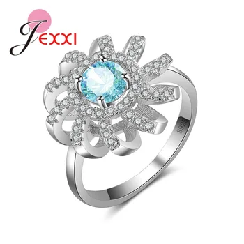 Päť Farebných Vybrať Nové Trendy Sun Flower Krúžok pre Ženy, Dámy Čistý 925 Sterling Silver Ring Najlepšie Šperky Darček