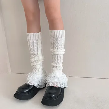 Lolita Čipky Pletené Leg Warmers Y2K Multi-layer Twisted Prekladané Nohu Ponožky Nohu Kryt Hromadu Ponožky Japonský JK Príslušenstvo Ponožka