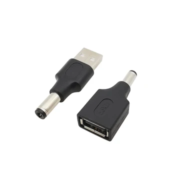 1/2/5 ks USB Typ A-5.5x2.1 mm DC Mužov a Žien Zapojte Adaptér Napájací Konektor Konvertor
