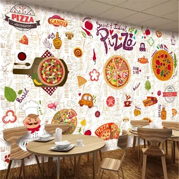 Vlastné 3d tapeta Západnej Reštaurácia Pizza Predné, tv joj, Nástenné Maľby Burger Shop Mlieko Čaj Shop Cafe Dekorácie 3d