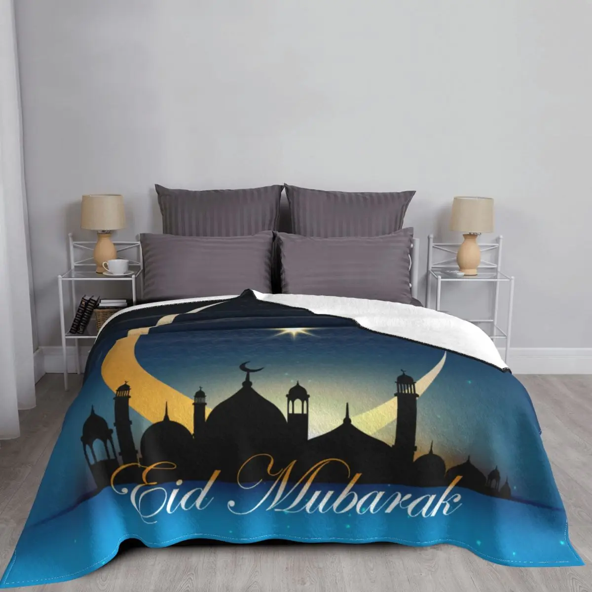 3D Vytlačené Eid Mubarak Prikrývky Priedušné, Mäkké Flanelové Sprint Ramadánu Islamskej Moslimských Hodiť Deky na Gauč Domov Posteľ