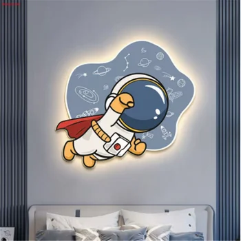 Detské Kreslené Astronaut bez Okrajov, Nástenné Nástenné Svietidlo Pre Deti, Spálňa Foyer Gauč Materské Chodby Sconces Led Nočné Osvetlenie