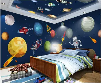 3d foto tapety vlastné nástenné Cartoon vesmíru galaxy space robot Celý dom steny domova tapety v obývacej izbe