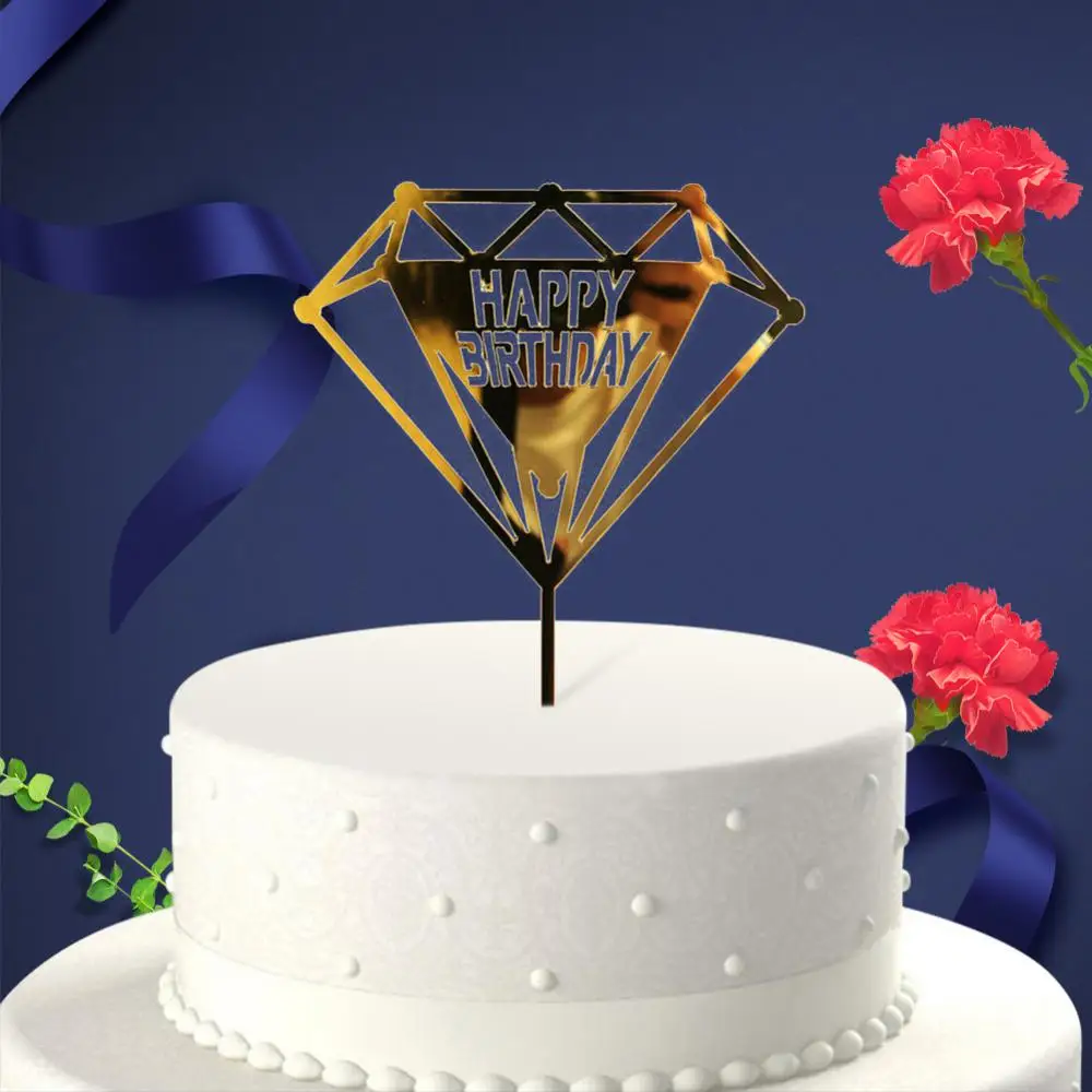 5/10/20PCS Happy Birthday Cake Vňaťou Akryl Zlato Tortu Mulčovače Happy Birthday Party Dodávky Tortu Dekorácie, Reklamné Predmety