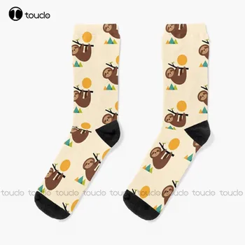 Zachovajte Pokoj A Žiť Pomaly Lenivosť Pomalý, Pokojný Ponožky Pánske Ponožky Čierne 360° Digitálna Tlač Dizajn Roztomilé Ponožky Tvorivé Zábavné Ponožky