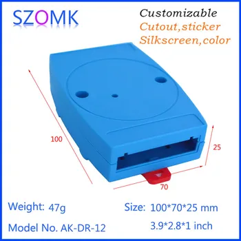 SZOMK Din šachty box elektronické projektu 1PCS 100*70*25 mm abs montáž na stenu modrá plc din lištu plastového krytu