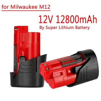 12V Náhradné Batérie 12.8 Ah Kompatibilný s Milwaukee M12 XC 48-11-2410 48-11-2420 48-11-2411 12-Volt Akumulátorové Náradie Batérie