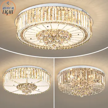 Crystal LED Stropný Luster Obývacia Izba Dekor Zlatý Lesk Luxusné Osvetlenie Jedáleň, Spálňa Ostrov Svetlo Vnútorné Stropné Lampy