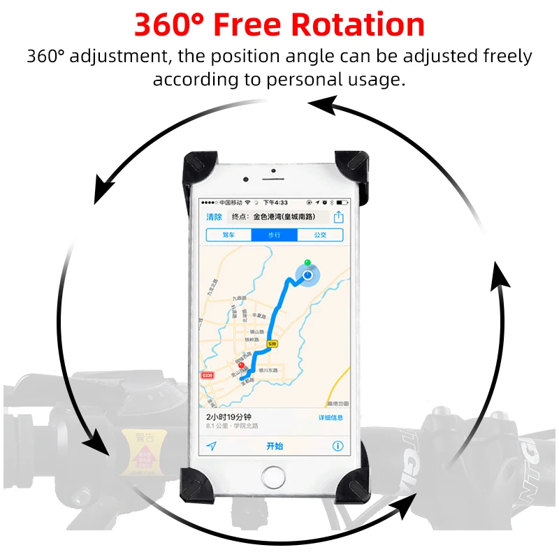 6.5 Palcový Smartphone Držiak Na Motocykel Mobile Bike Príslušenstvo 360° Nastaviteľné Otočné Koleso Telefón Držiak Navigácie