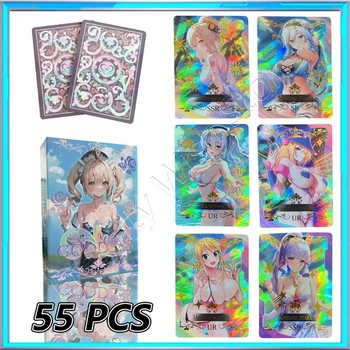 55pcs Nie opakovanie Bikini Loli Plavky bohyne Karty ACG Anime Karty roztomilý Očarujúce Karty Bohyne Príbeh laser flash karty