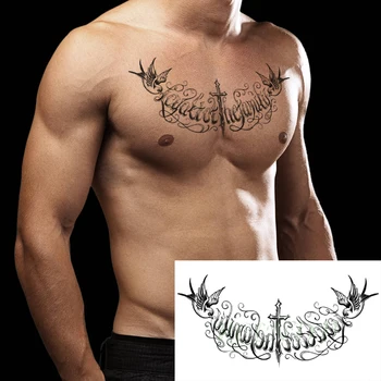 Nepremokavé Dočasné Tetovanie Nálepky Veľký Kríž Dizajn Vták Písmeno Veľké Body Art Flash Tetovanie Falošné Tatto pre Ženy, Mužov Dievča