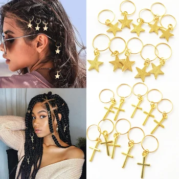 5 KS Gold Dreadlock Vlasy, Šperky, Prstene Príslušenstvo Kovové Putá Dekorácie Star Listy Prívesky Ženy Vrkoč Klipy