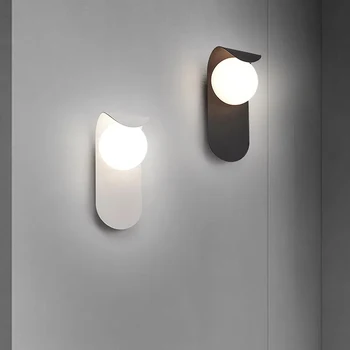 Moderné Interiérové LED Nástenné Svietidlo Loptu Čierne Biele Pozadie Obývacia Izba s Vnútorné Steny Svetlá Sconce Spálňa Jedáleň