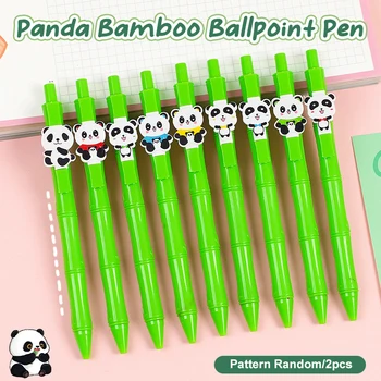 2 KS Kreatívne a Roztomilá Panda Bambusu Uzol Pera Stlačte Style Čierna Voda Pero Patch Kefa Otázku Neutrálne Pero