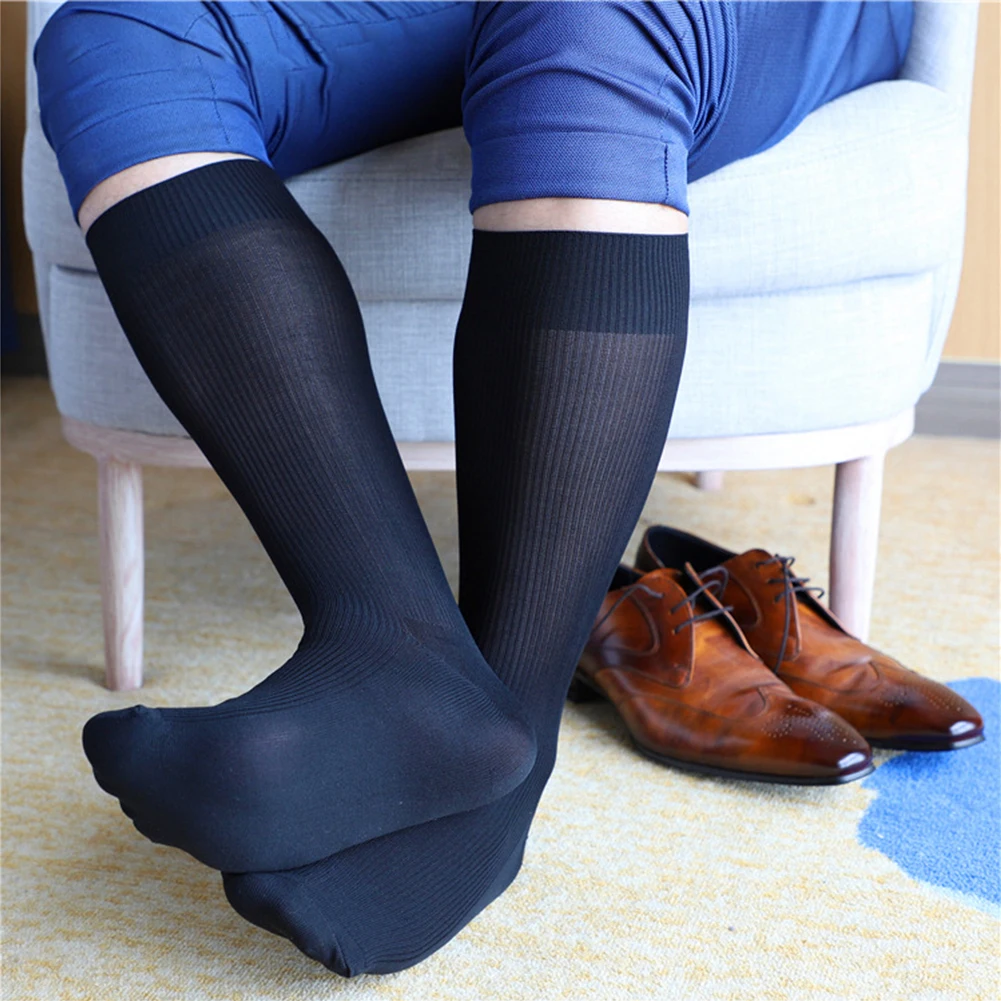 Mens Trubice Ponožky Tenké Ponožky Každodennej Činnosti Formálne Prekladaný Priedušná Šaty Ponožky Sexy Formálne Šaty Hadice Osadenie Páni