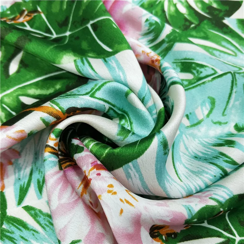 Nové Módne Havaj Štýl Dovolenky Šaty Textílie Krepové Tvárny Lesklý Satén Textílie, tričko, šatka textilná polyester