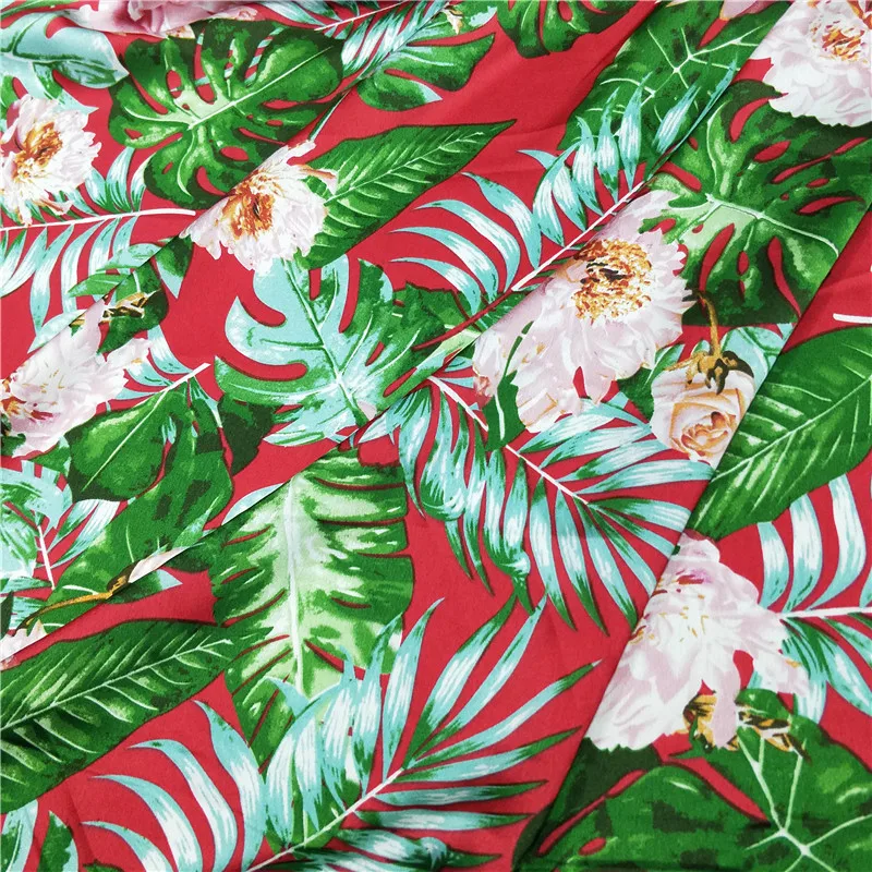 Nové Módne Havaj Štýl Dovolenky Šaty Textílie Krepové Tvárny Lesklý Satén Textílie, tričko, šatka textilná polyester