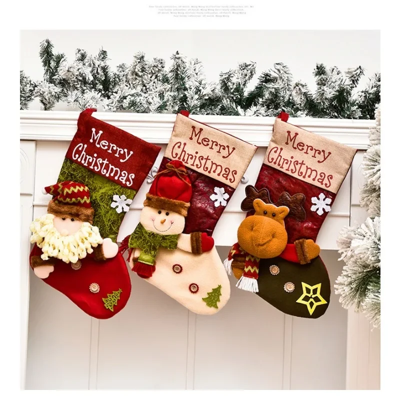 Vianočné Ozdoby detské Ponožky Drobné Darčeky, Darčekové Tašky Zdobené Santa Claus Candy Tašky Predávajú Dobre